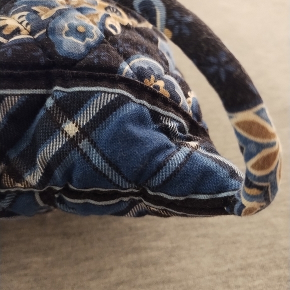 Vera Bradley Drawstring Backpack Blue Floral and Plaid Pattern - Picture 12 of 16